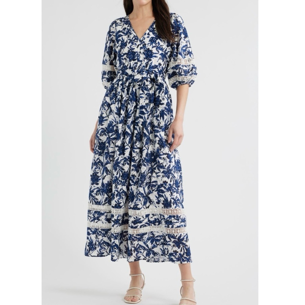Caslon Blue and White Floral Maxi Dress